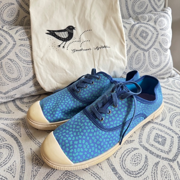 New Gudrun Sjödén Blue Patterned Canvas Sneakers- EU41/US10 - Picture 2 of 9